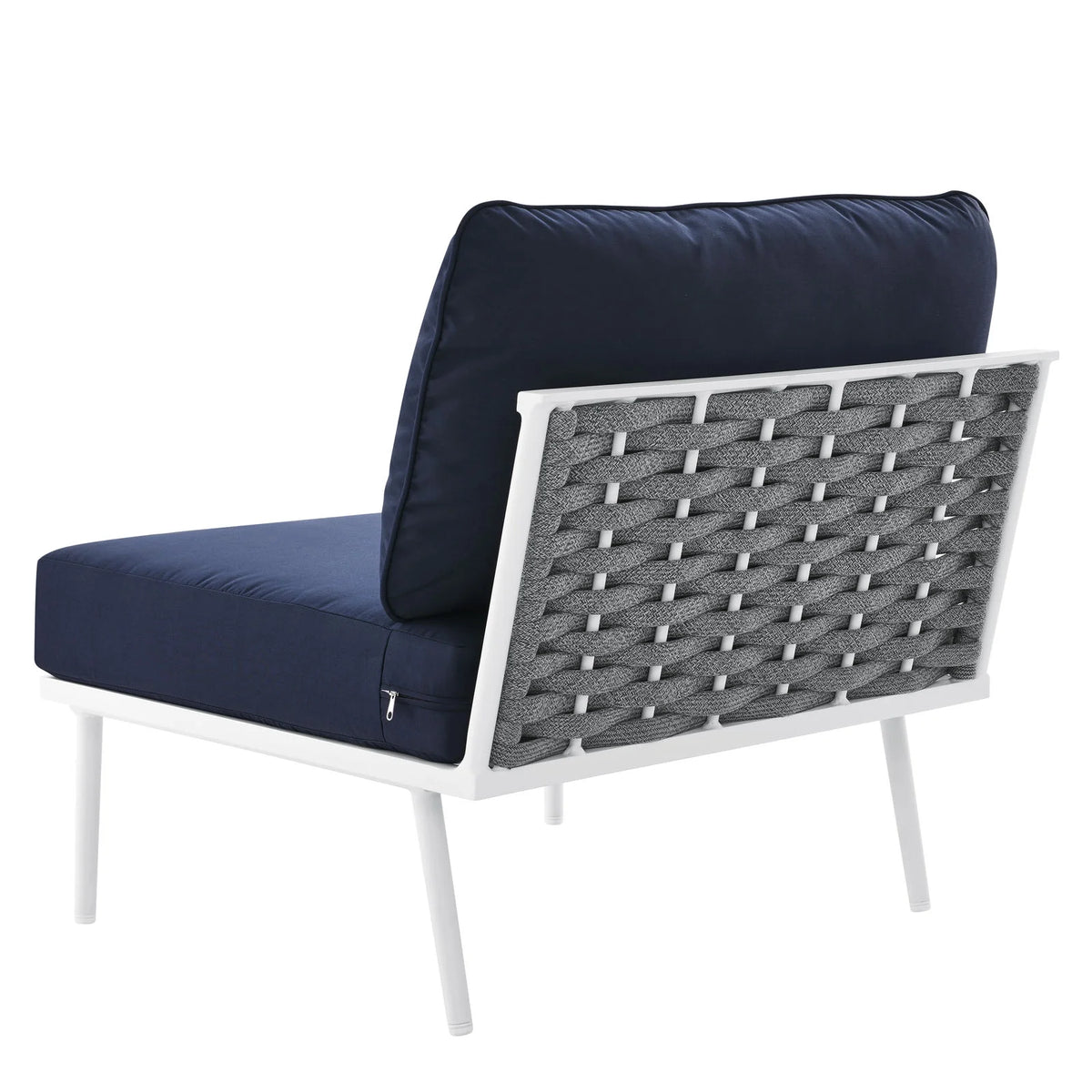 Navy White Aluminum Fabric Lounge Chair Z351