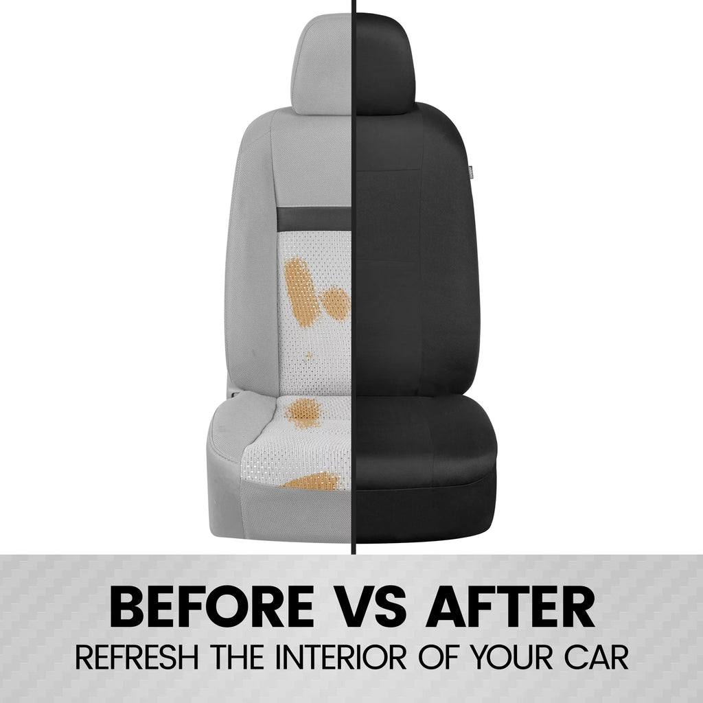 Solid Black Car Seat Covers Full Set with Steering Wheel Cover & Seat Belt Pads N416158