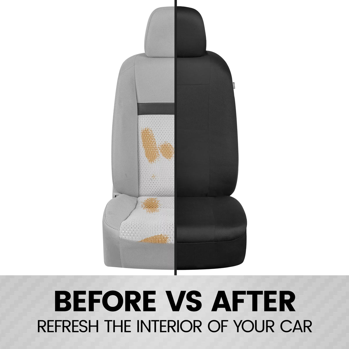 Solid Black Car Seat Covers Full Set with Steering Wheel Cover & Seat Belt Pads N416158
