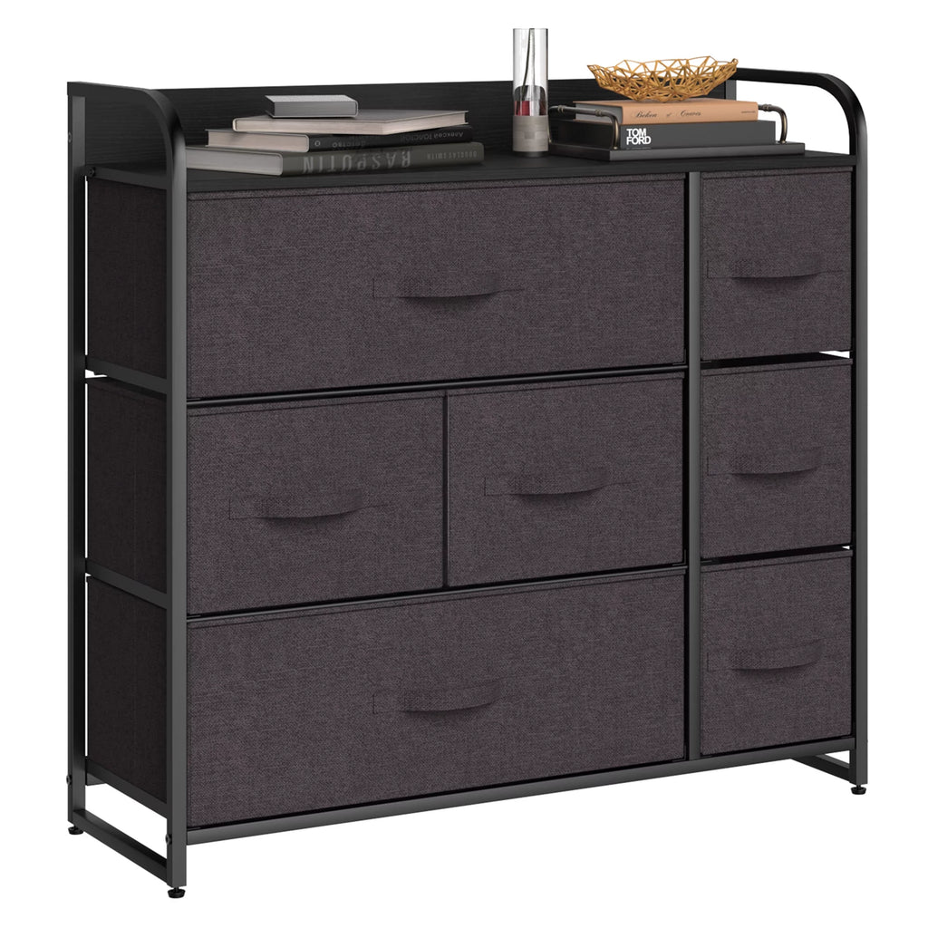 Light Gray 7 Drawer Fabric Dresser A394