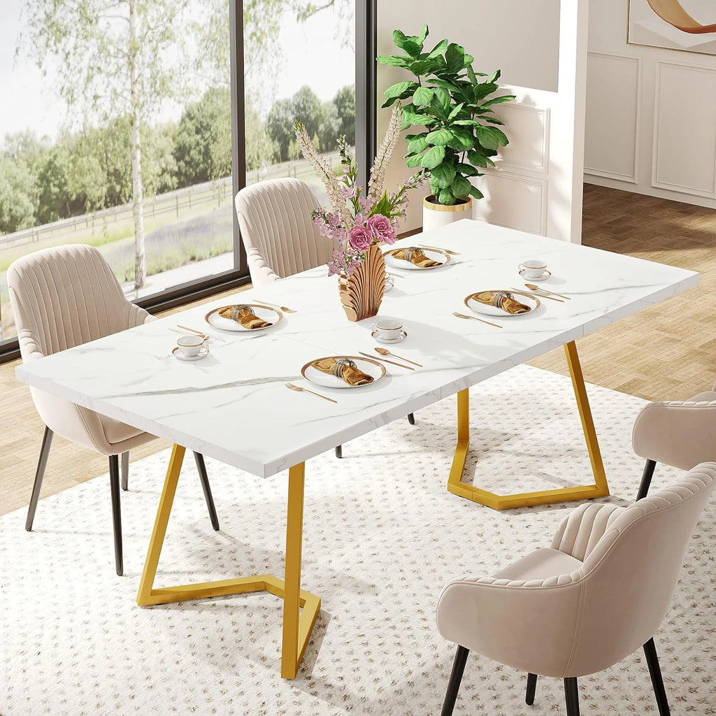 55" Faux Marble Rectangular Dining Table I73294