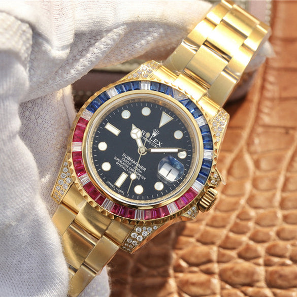 Golden Blue Red Diamond Black Dial 40mm N1938