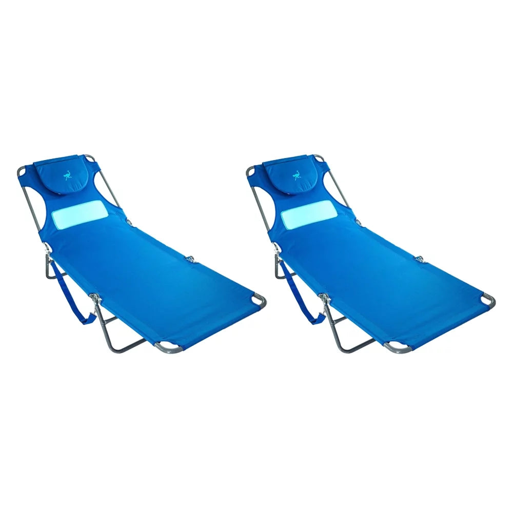 Face Down Sunbathing Chaise Lounge Beach Chair, 2 Pack G695