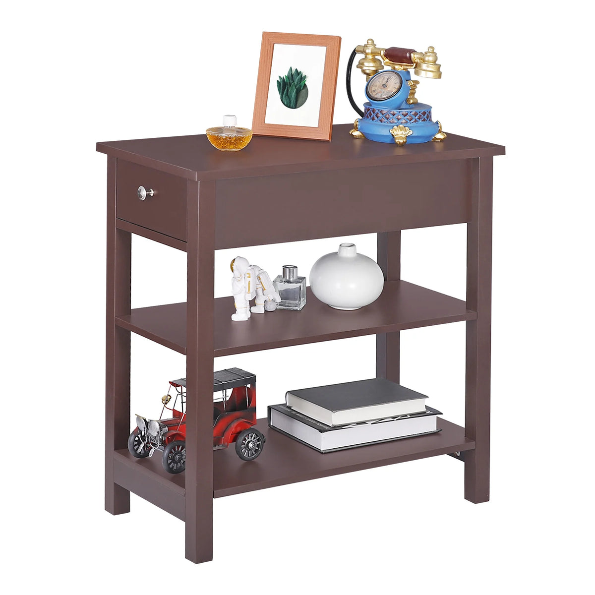 Set of 2 3-Tier Brown Side Table E647060