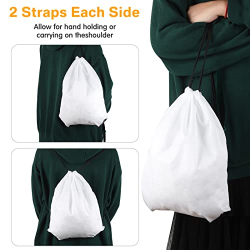 30 Pcs White Polyester Drawstring Bags H92693