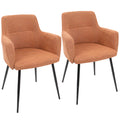 Orange Fabric Dining Accent Chair Set of 2 N75553