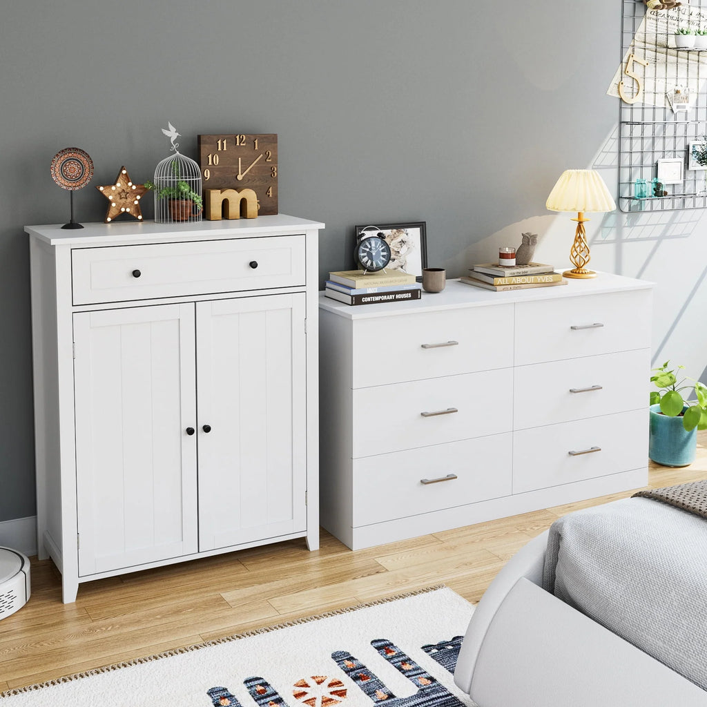 White 6 Drawer Wood Dresser P19680