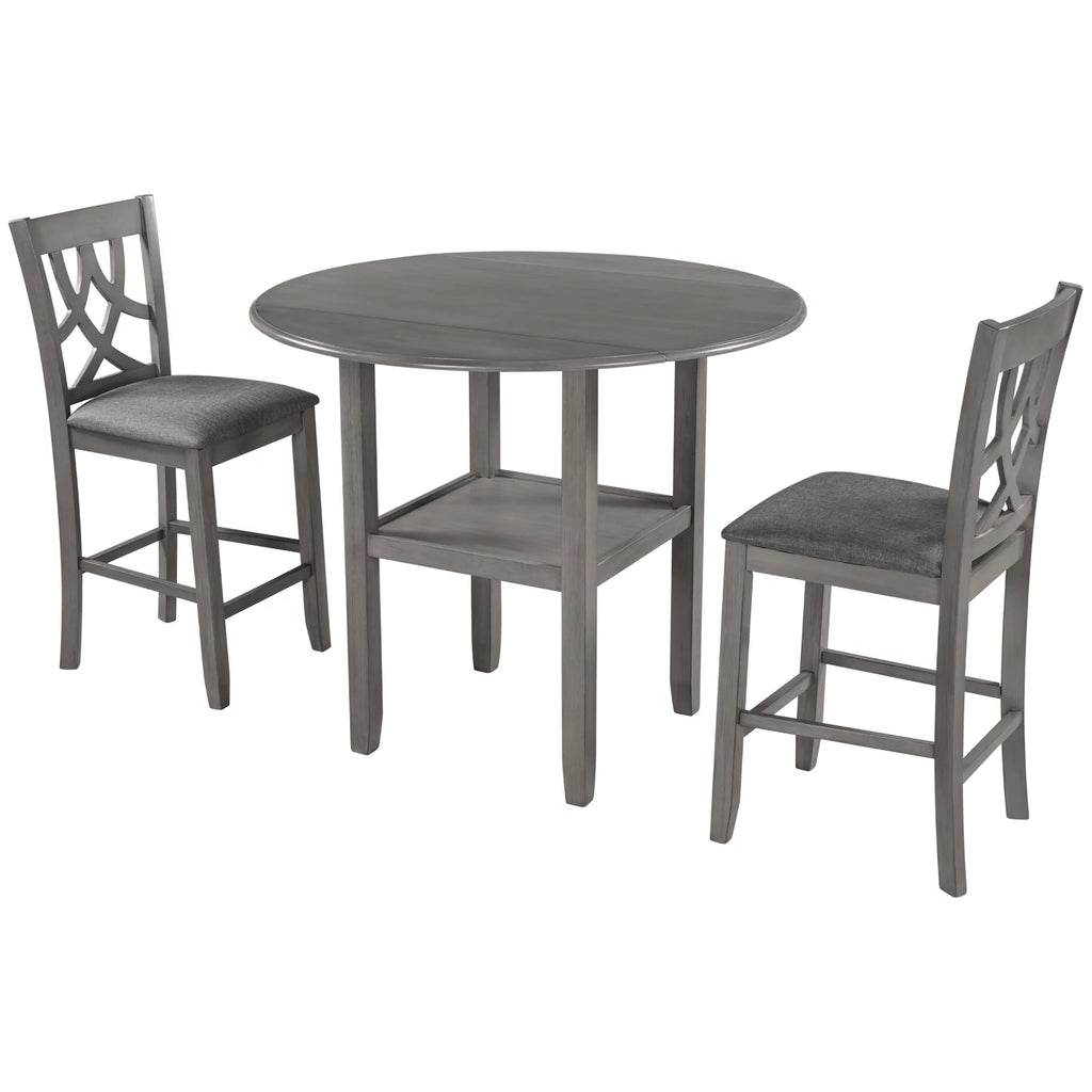 3-Piece Wooden Counter Height Dining Set with 2 Chairs X63359