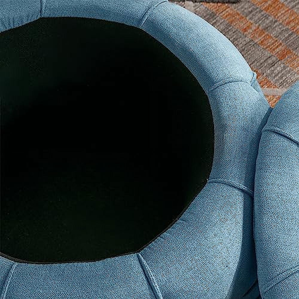 Blue Woven Round Tufted Ottoman T217