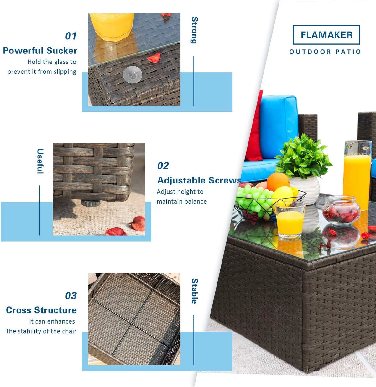 6 Pieces Patio Furniture Set with Cushion and Table G489735