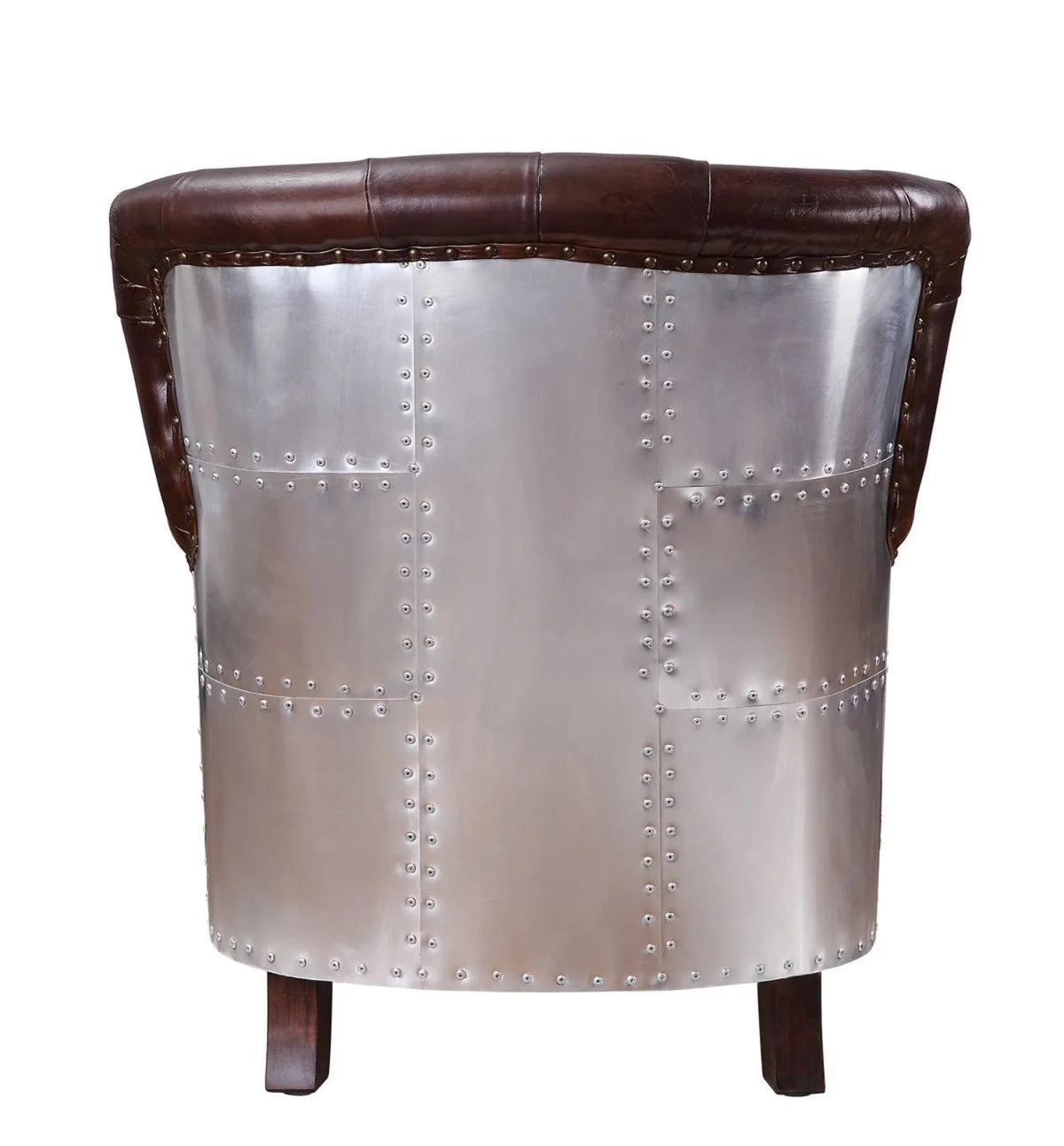 Vintage Brown & Aluminum Accent Chair L1246