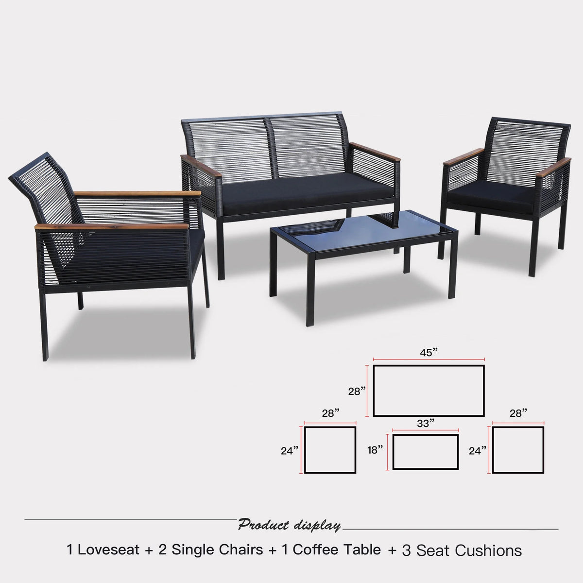 4 Piece All Weather Wicker Patio Sofa Set O314