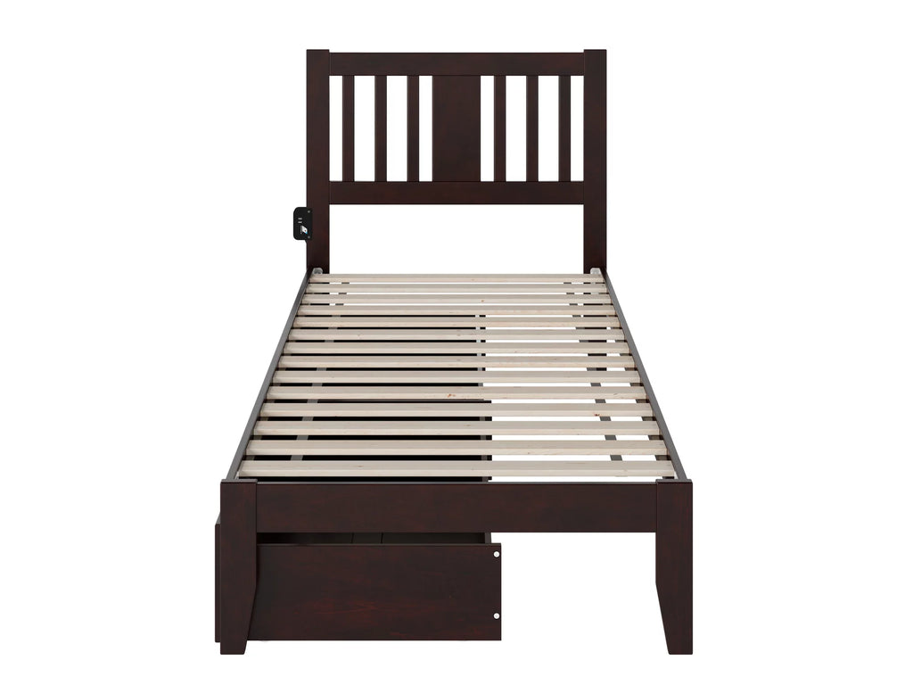 Twin XL Wood Platform Bed Frame with Set of 2 Storage Drawers I341685