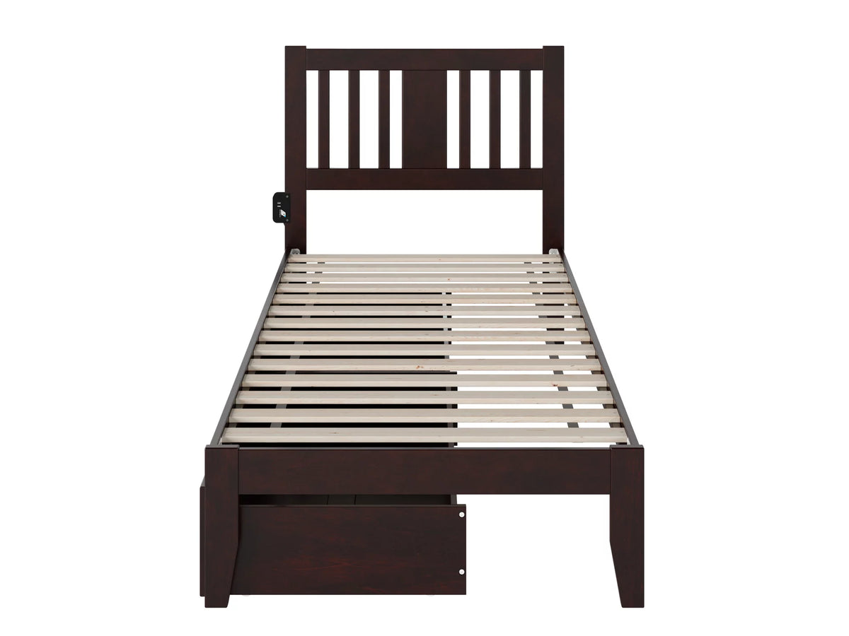 Twin XL Wood Platform Bed Frame with Set of 2 Storage Drawers I341685