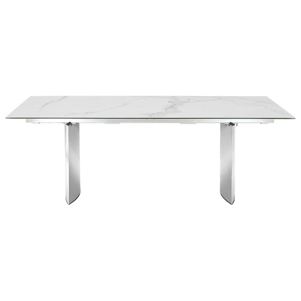Dining Table with Stainless Steel Base and White Marbled Top B621143