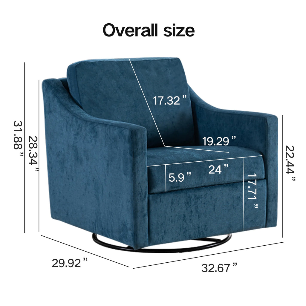 Navy Blue Linen Fabric Swivel Accent Chair T68812