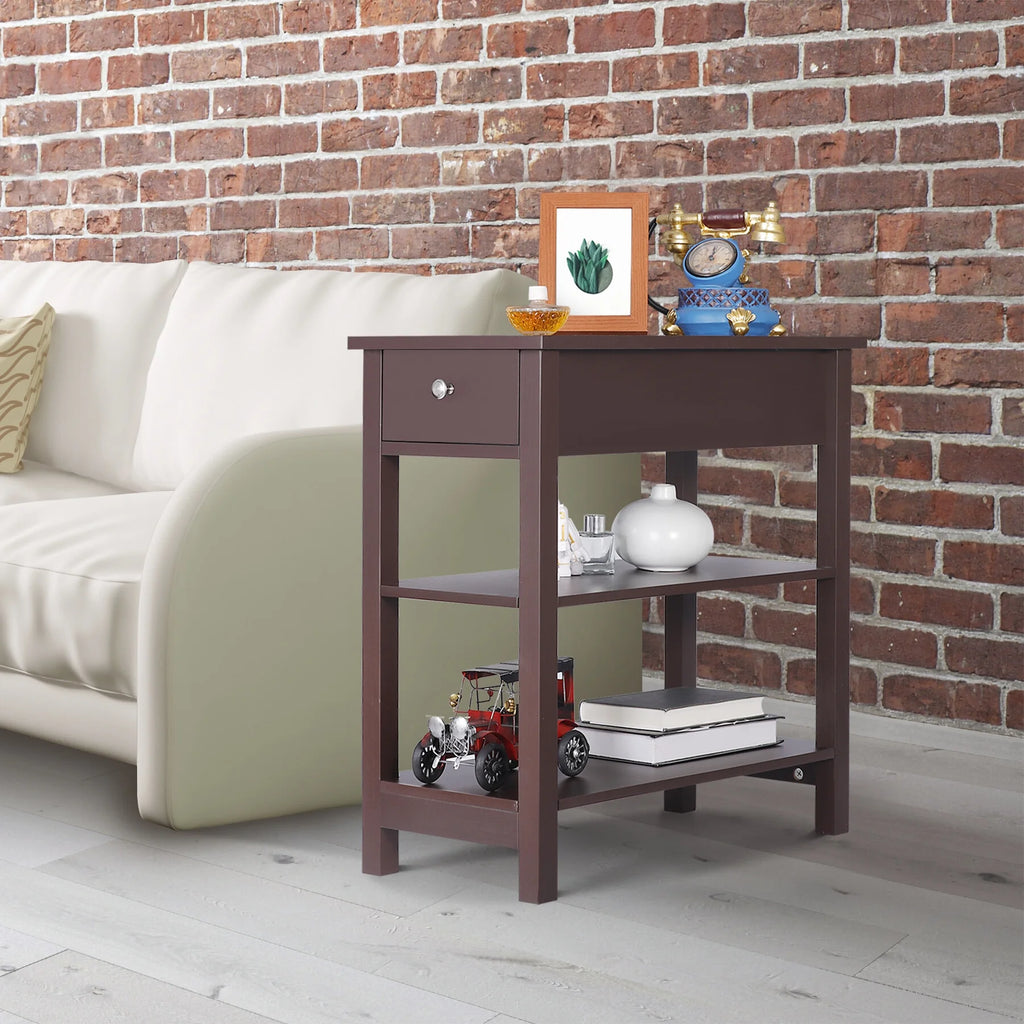 Set of 2 3-Tier Brown Side Table E647060
