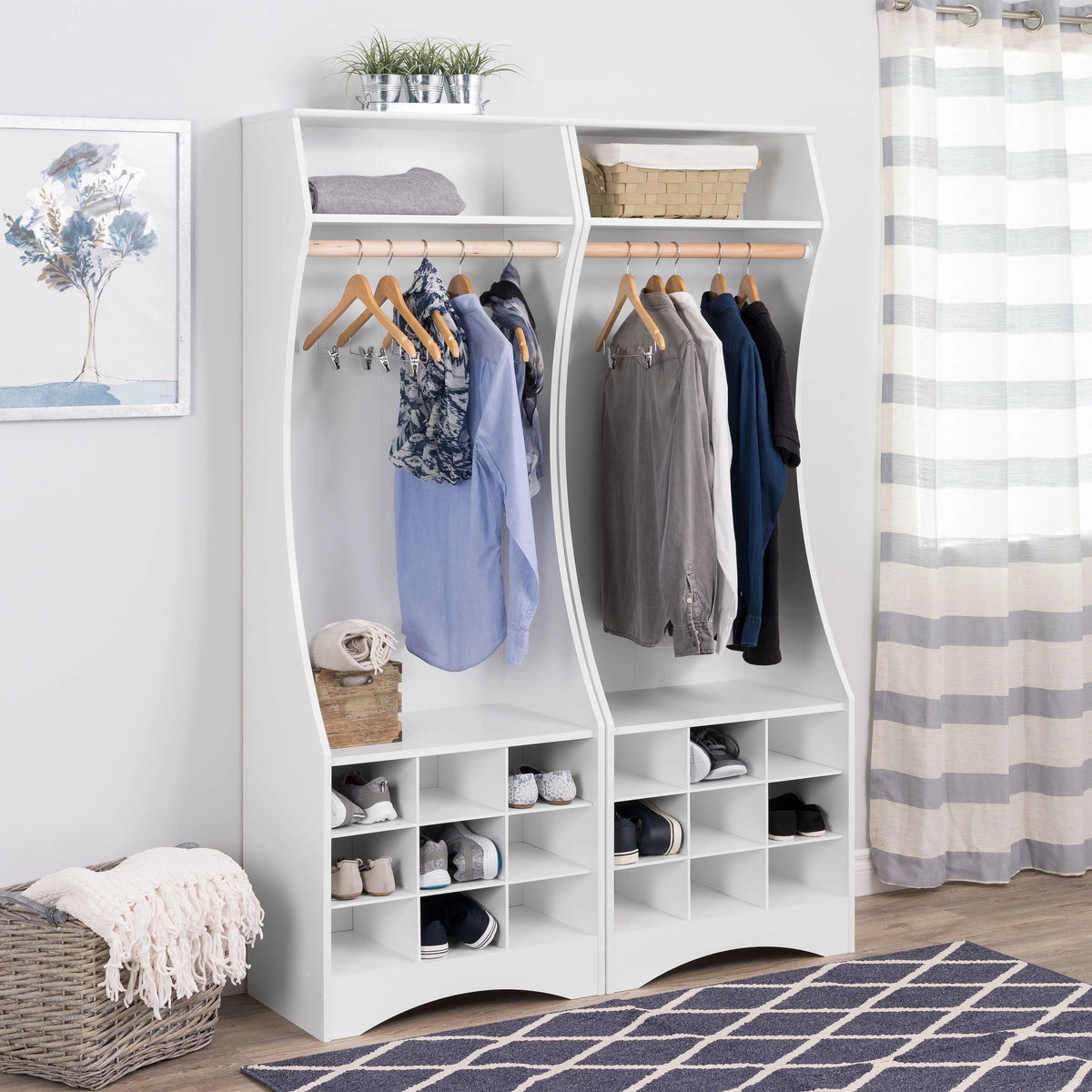 White Compact Wardrobe with Shoe Storage S9931