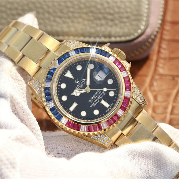 Golden Blue Red Diamond Black Dial 40mm N1938