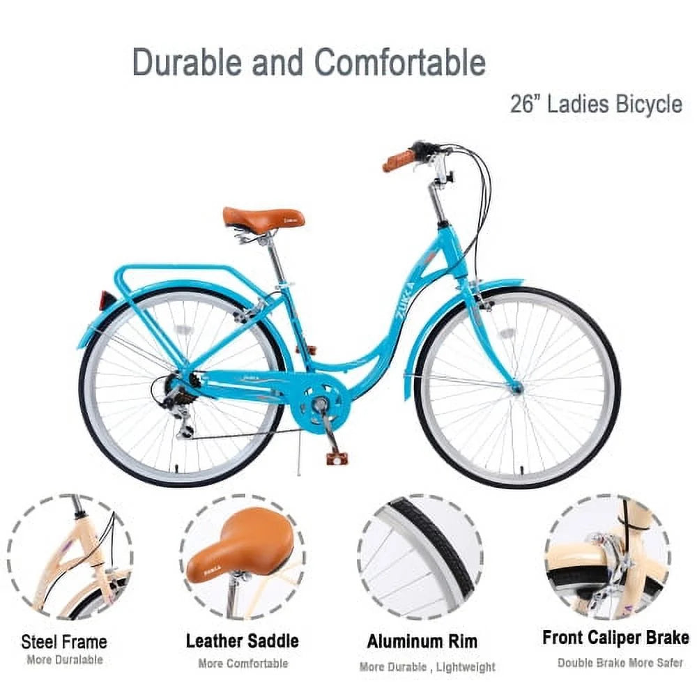 26 inch 7 Speed Steel Frame Girls Bicycle O130