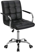 Black Ribbed PU Leather Office Chair with Wheels L380767