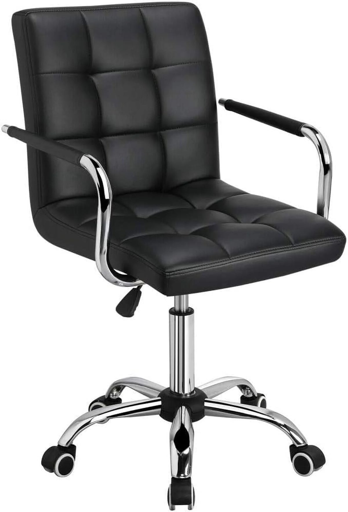 Black Ribbed PU Leather Office Chair with Wheels L380767