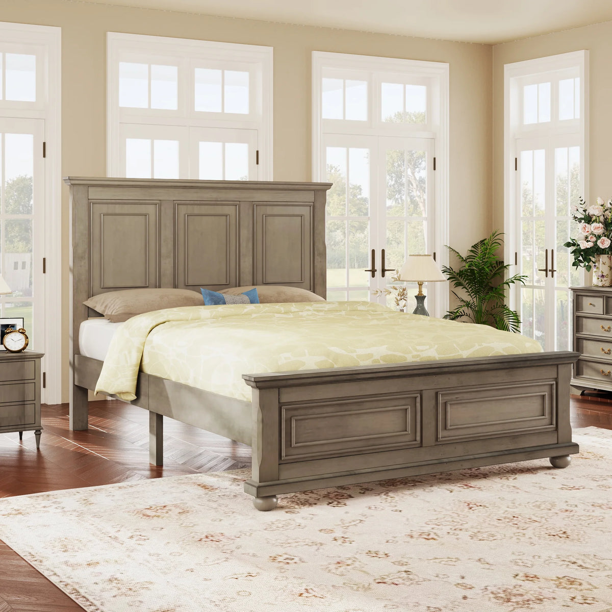 Queen Bed with Pinewood Design Y2241