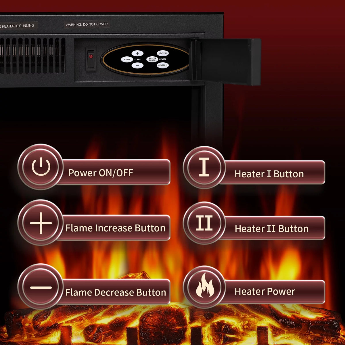 Wooden Frame Electric Fireplace with TV Stand N4018