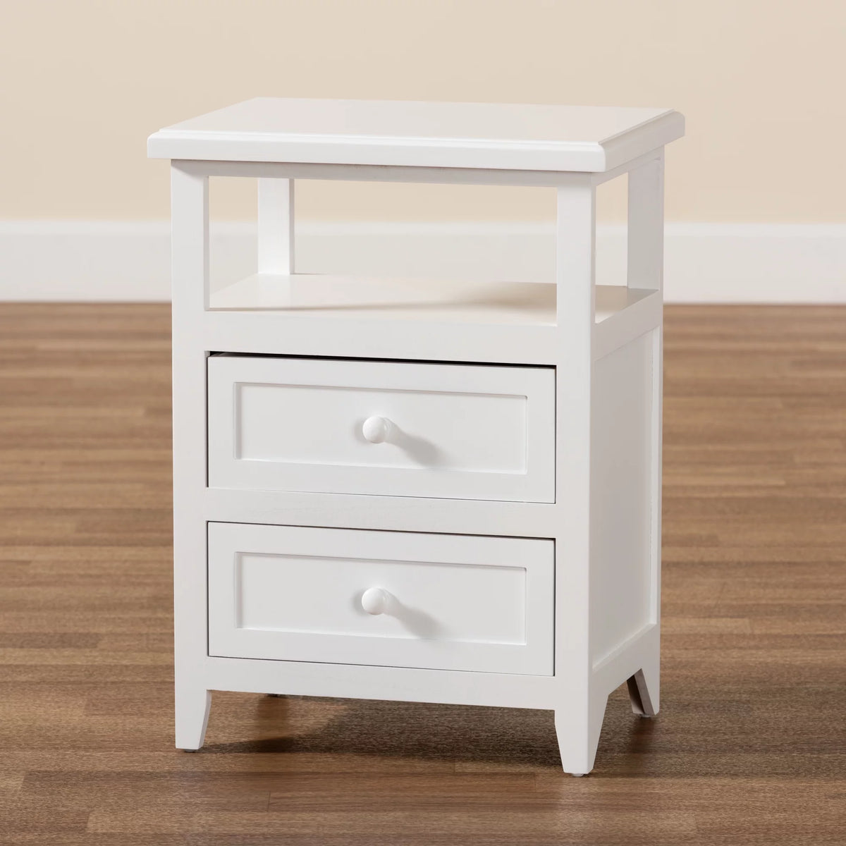 White 2-Drawer Wood Nightstand W756013