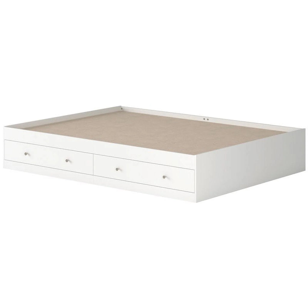 Queen Platform Storage Bed in White I9186