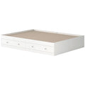 Queen Platform Storage Bed in White I9186
