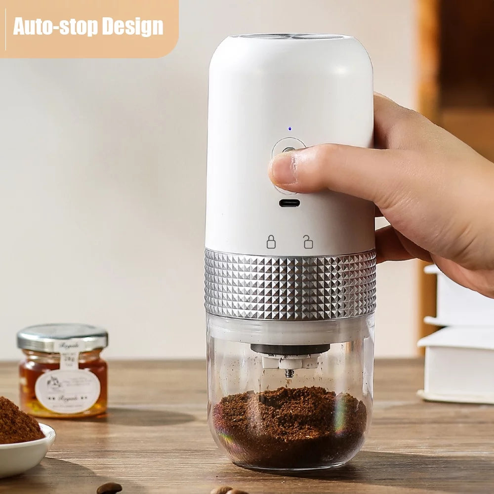 Portable Electric Burr Coffee Grinder 13W 200ml USB Rechargeable Adjustable Cordless A849