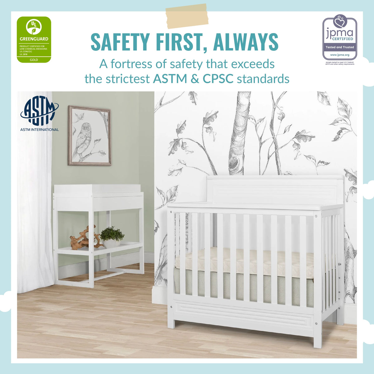 White 4-in-1 Convertible Mini Crib K43760