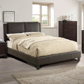Brown Faux Leather Queen Size Upholstered Platform Bed D133581