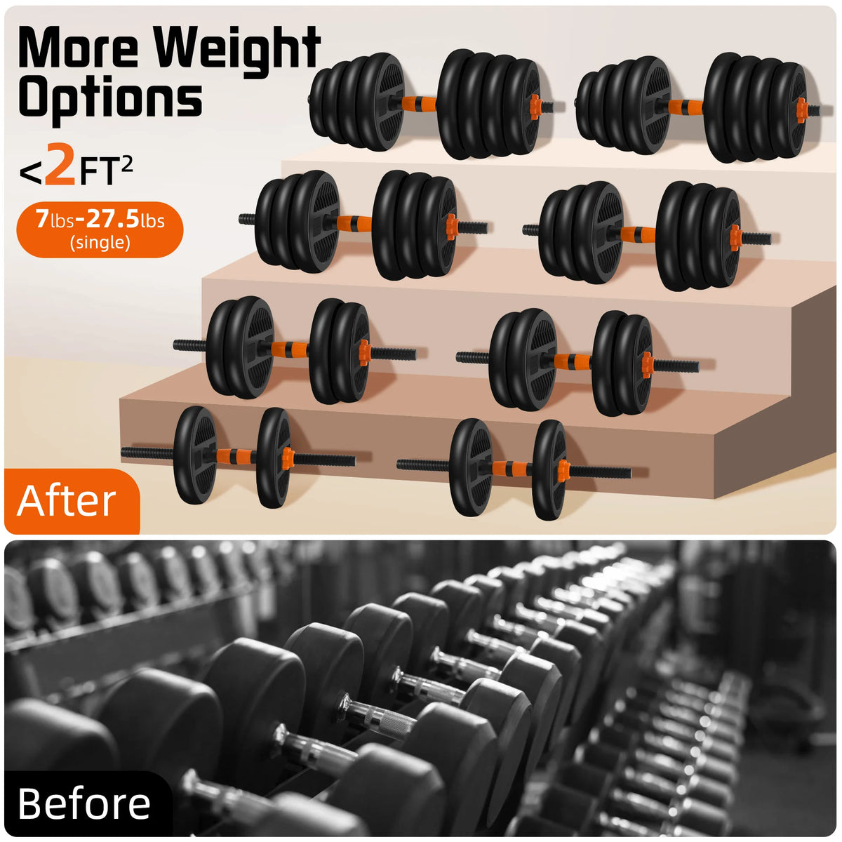 66LBS 4 in 1 Adjustable Dumbbell Set with Connecting Rod I379233