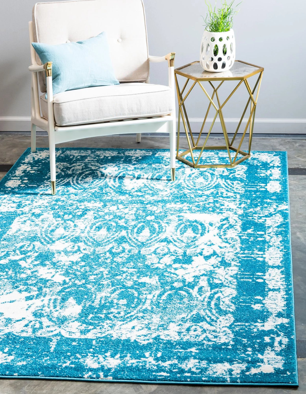 Blue Ivory 9' x 12' Rectangle Bohemian Rug T6351