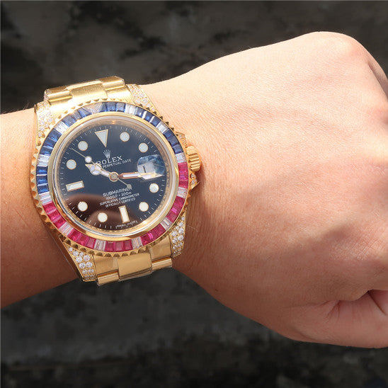 Golden Blue Red Diamond Black Dial 40mm N1938