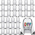30 Pcs White Polyester Drawstring Bags H92693