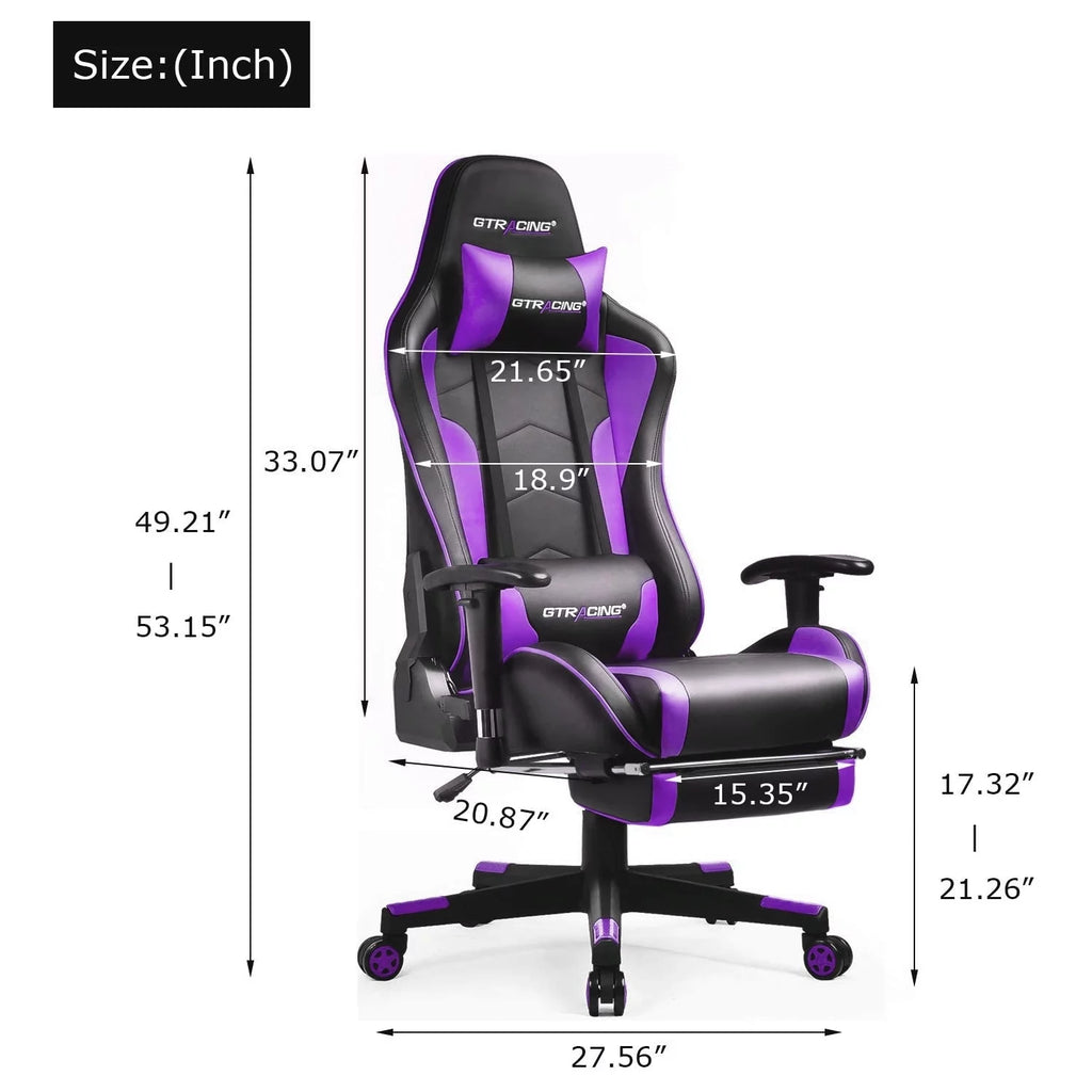 Purple Gaming Chair with Speakers and Footrest X1266