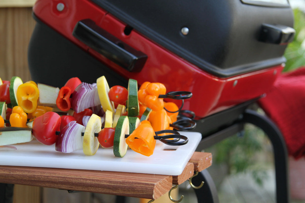 Portable Electric Cart Grill with Two Folding Tables, Red X61112