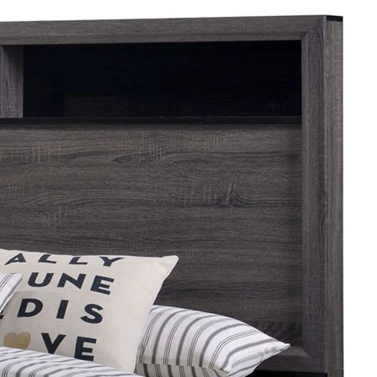 Wooden California King Bed with Bookcase Headboard B7678