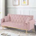 Pink Velvet Convertible Sofa Bed with 2 Pillows V641