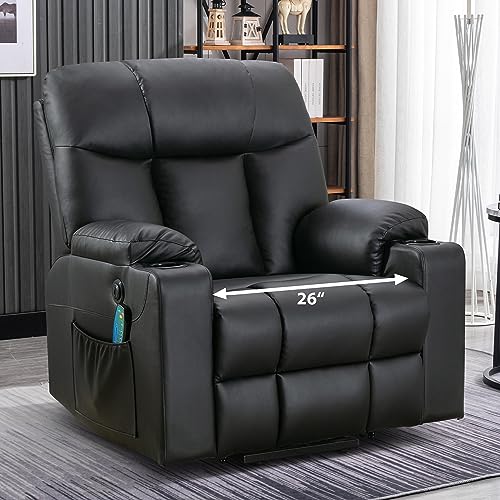 Brown Faux Leather Oversized Power Lift Recliner Chair with Heated and Massage O884
