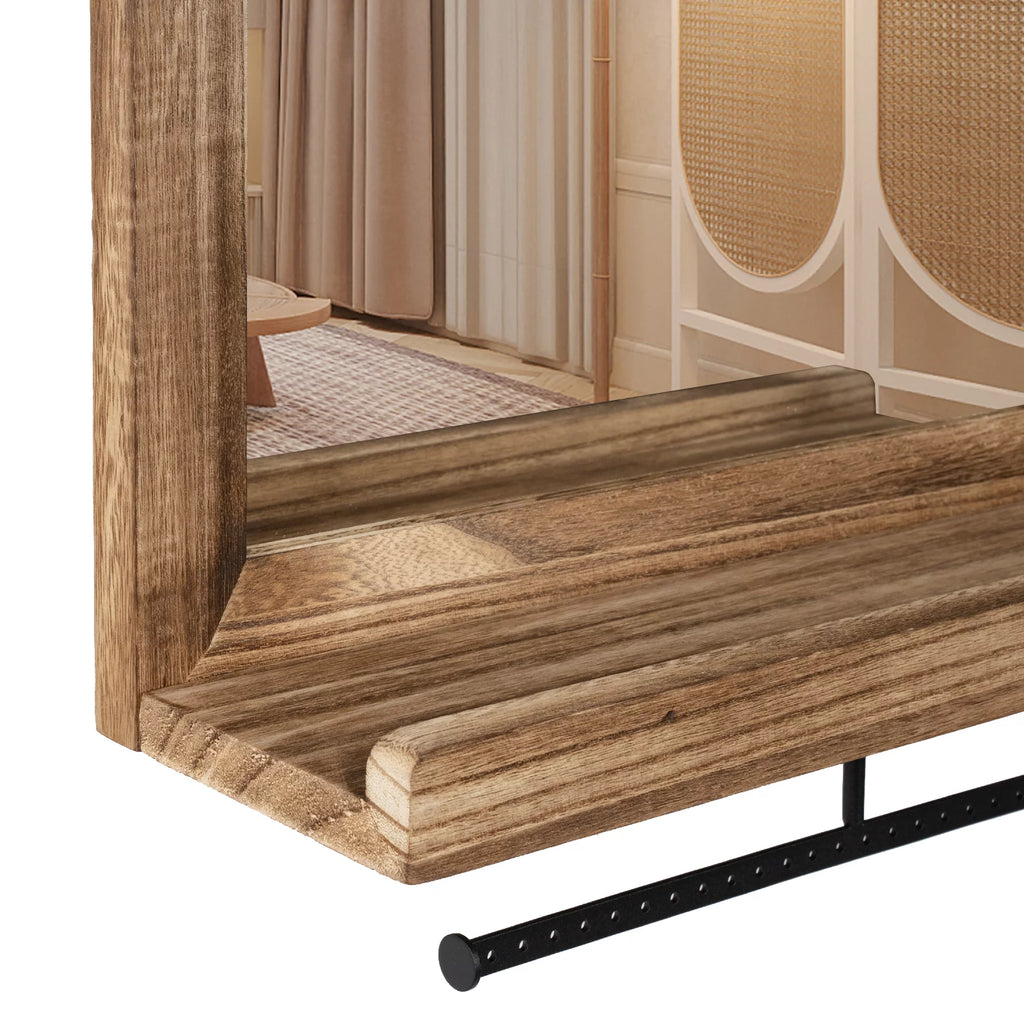 Wall Mirror with Shelf and Metal Hanging Rod, 20 x 16 inch G930522