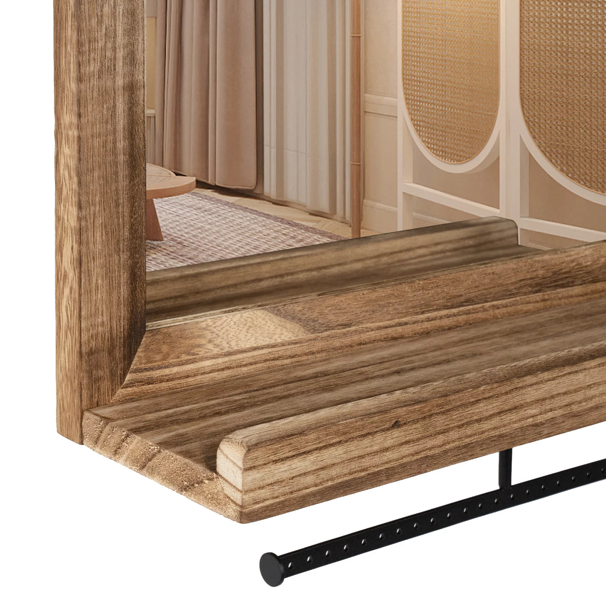 Wall Mirror with Shelf and Metal Hanging Rod, 20 x 16 inch G930522
