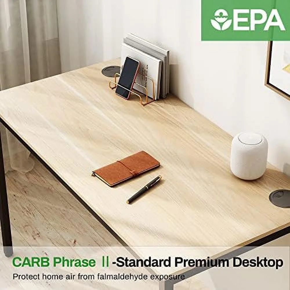 47 inch Teak Computer Desk with Black Metal Frame X574537