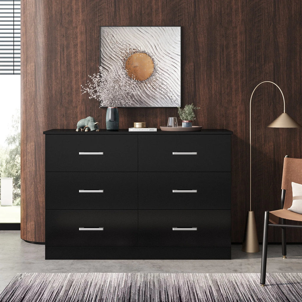 White 6 Drawer Wood Dresser P19680