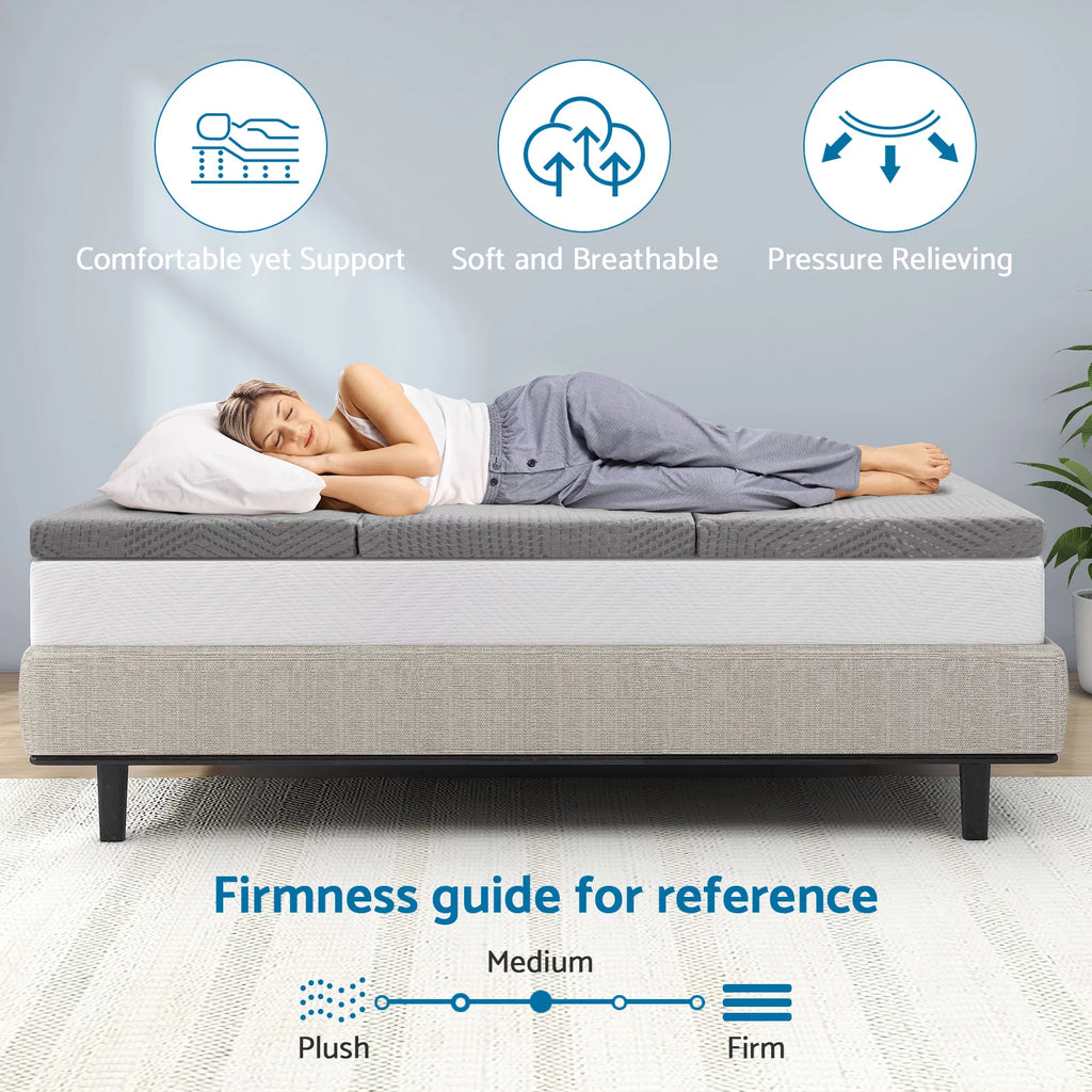 4 inch Tri Fold Memory Foam Mattress with Washable Cover H583593