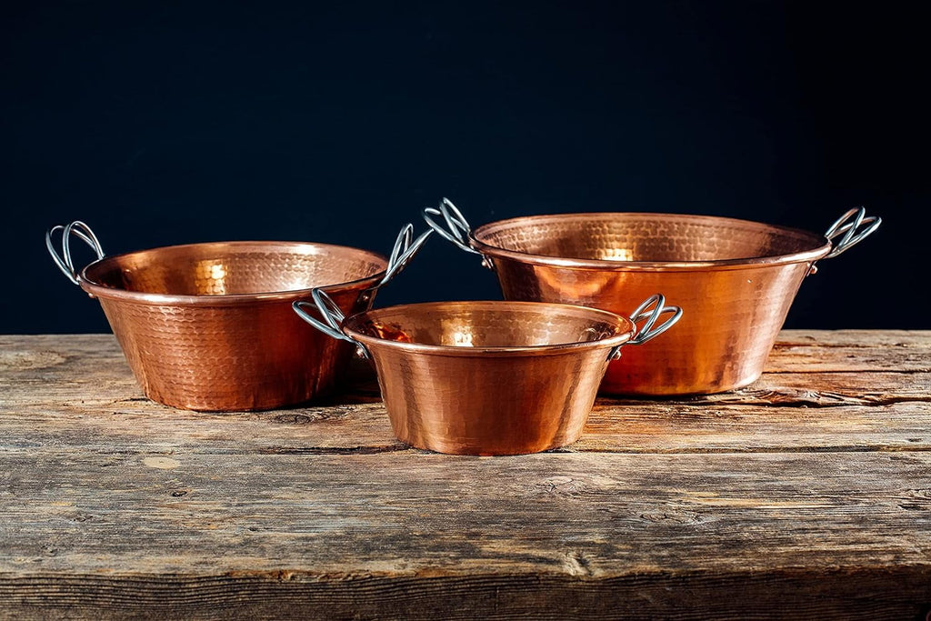 4 Qt 12 In Solid Copper Hand Hammered Jam Pan C524