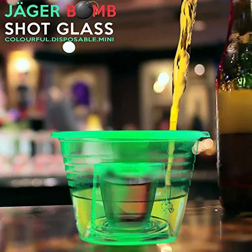 Neon Plastic 3.75oz Shot Glasses with 1oz Inner Shot Cups J893507